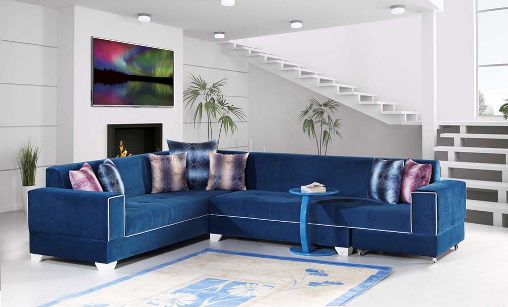 Living room double chaise corner sofa set