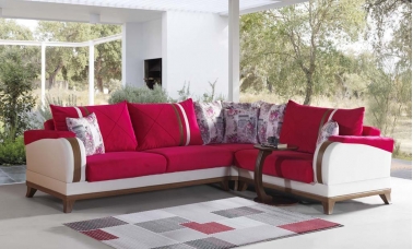 Living Room Fuchsia Corner Set