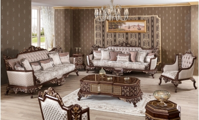 Chateau Walnut Classic Sofa Set