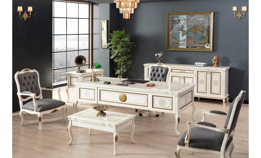 White King classic white office furniture set