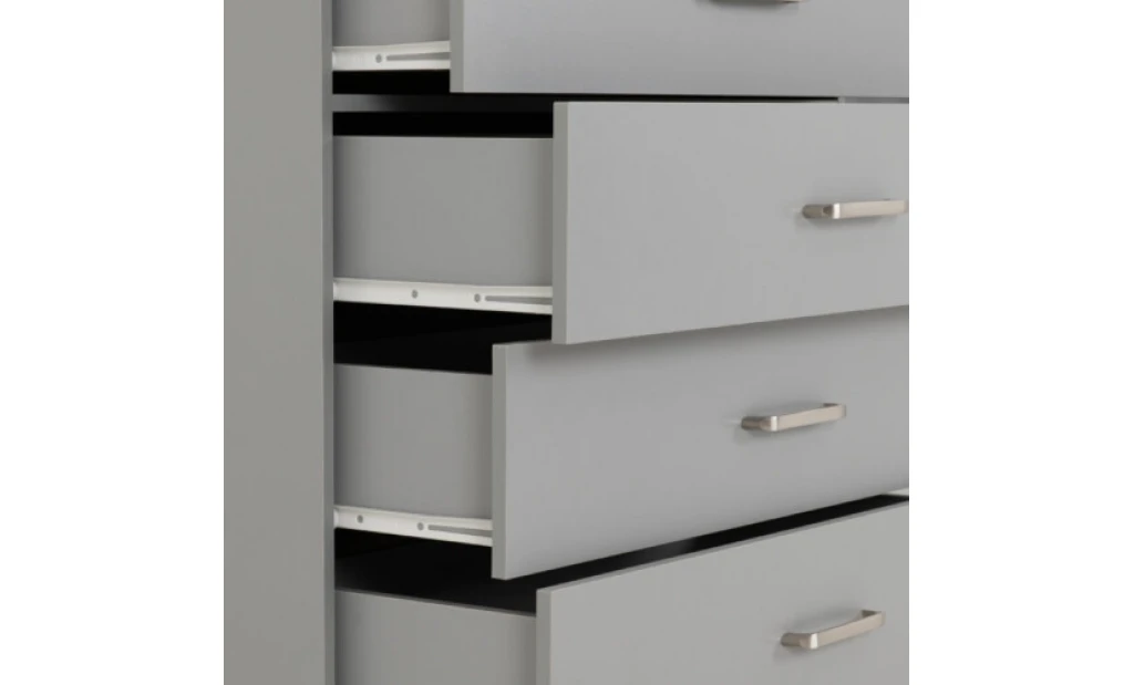 (5 Draw Chest Light Grey) Modern Bedroom Furniture Wardrobes, Bedside, Chest