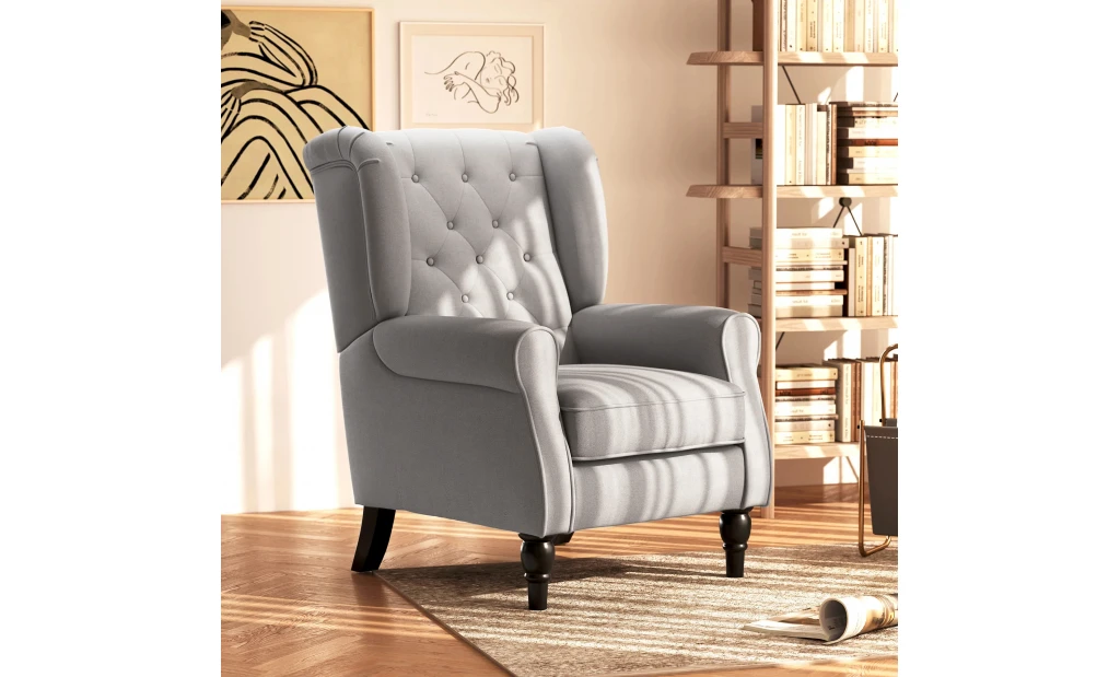 Grey Retro Wingback Armchair