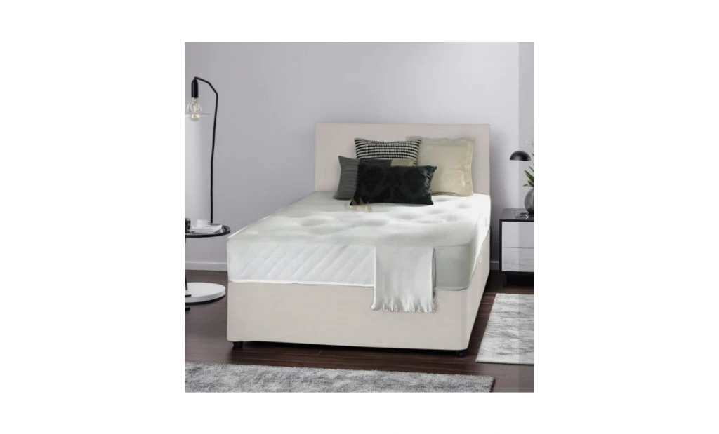 (3ft, HB with 2 Drawers, Ivory) Slumbery Divan Bed with Memory Sprung Mattress & Headboard