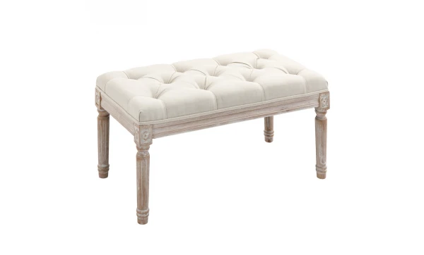 Upholstered End of Bed Bench – Cream White 80 cm