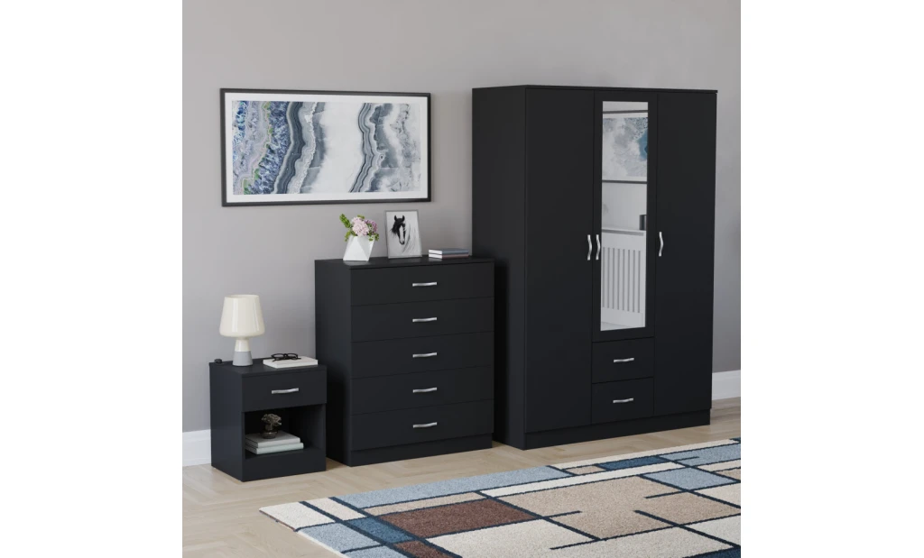 (Black) Vida Designs Riano 3 Piece Bedroom Set 15