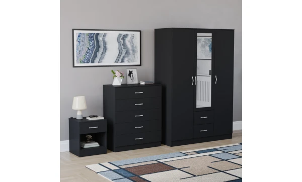 (Black) Vida Designs Riano 3 Piece Bedroom Set 15