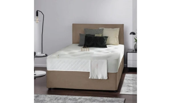 (3ft, HB with 2 Drawers, Beige) Slumbery Divan Bed with Memory Sprung Mattress & Headboard
