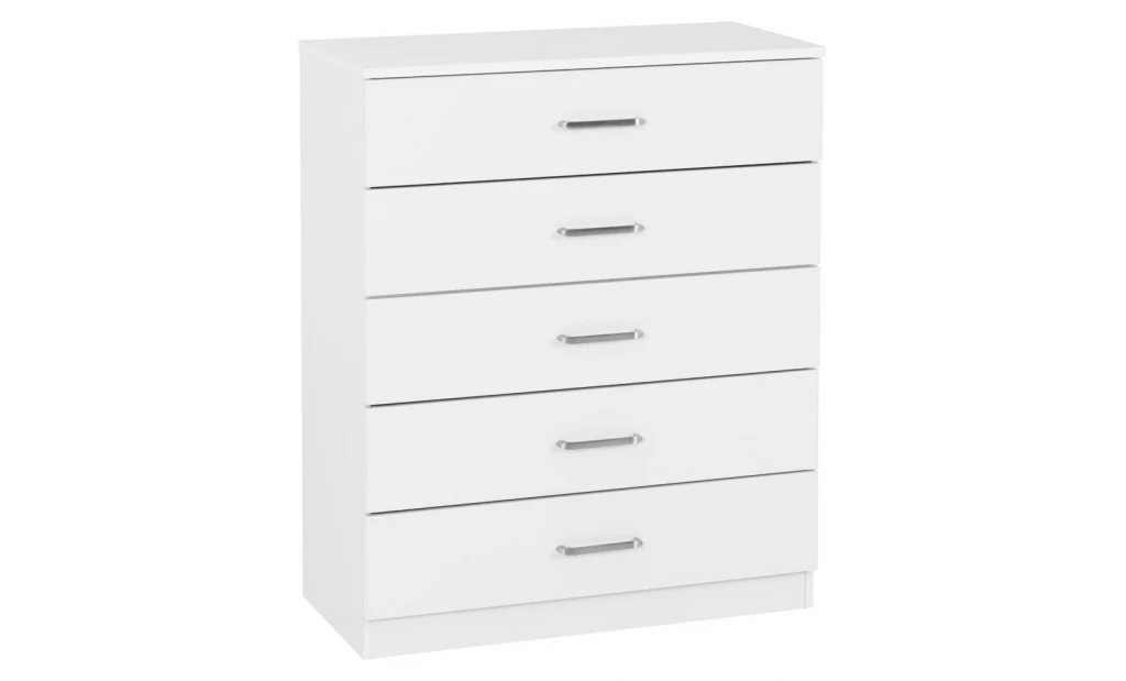 (5 Draw Chest White) Modern Bedroom Furniture Wardrobes, Bedside, Chest
