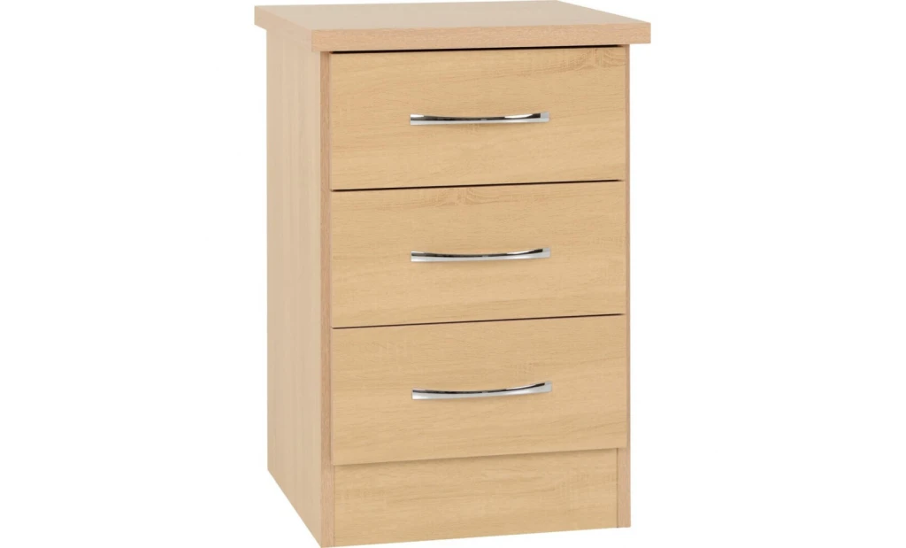 (3 Drawer Bedside) Nevada Bedroom Furniture Range - Sonoma Oak Effect