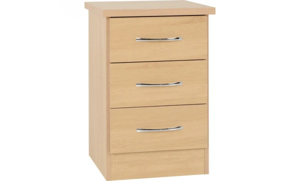(3 Drawer Bedside) Nevada Bedroom Furniture Range - Sonoma Oak Effect