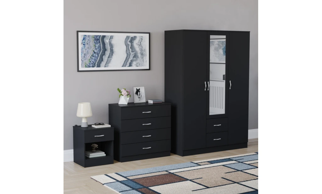 (Black) Vida Designs Riano 3 Piece Bedroom Set 14