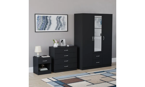 (Black) Vida Designs Riano 3 Piece Bedroom Set 14