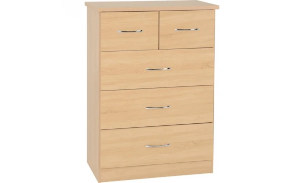(3+2 Drawer Chest) Nevada Bedroom Furniture Range - Sonoma Oak Effect