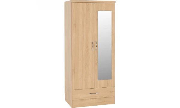 (2 Door Mirrored Wardrobe) Nevada Bedroom Furniture Range - Sonoma Oak Effect