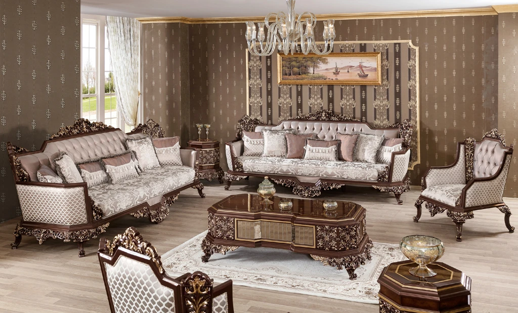 Chateau Walnut Classic Sofa Set