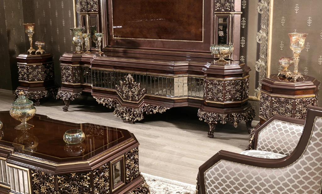 Chateau Walnut Classic Sofa Set