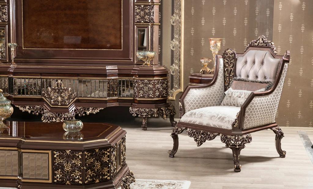 Chateau Walnut Classic Sofa Set