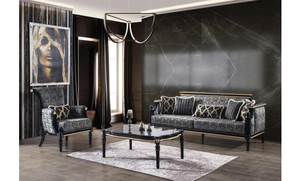 Luxury Black Sofa Set