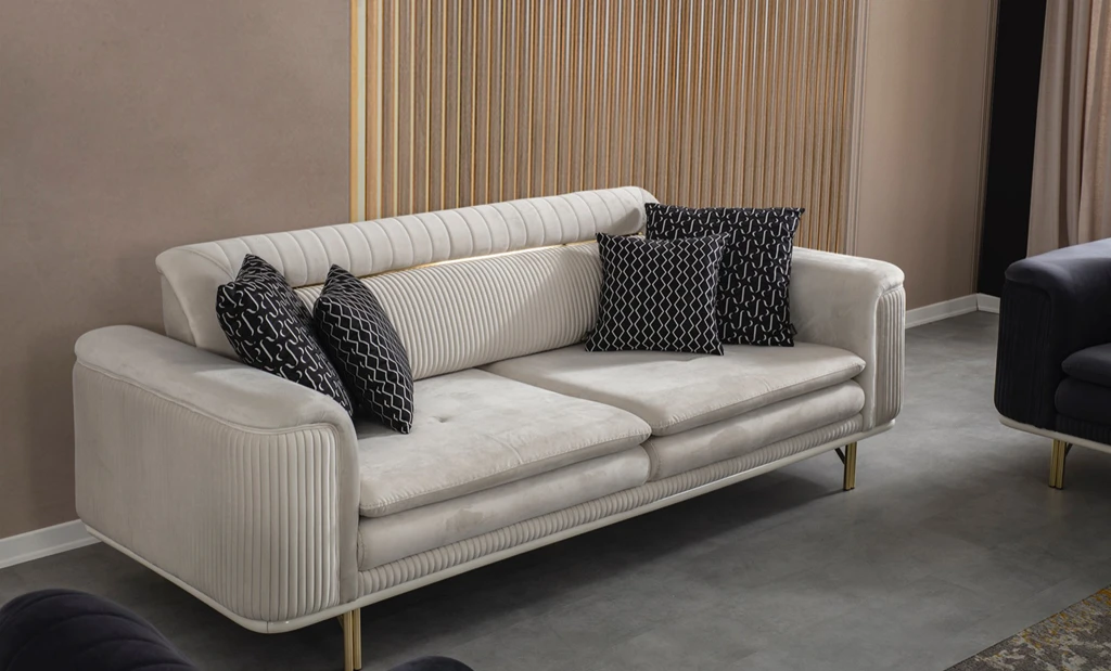 Nehir White Sofa Set